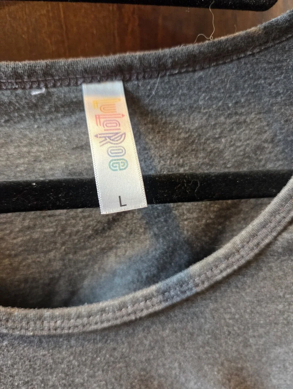 LuLaRoe L Classic T Short Sleeve Top - Charcoal